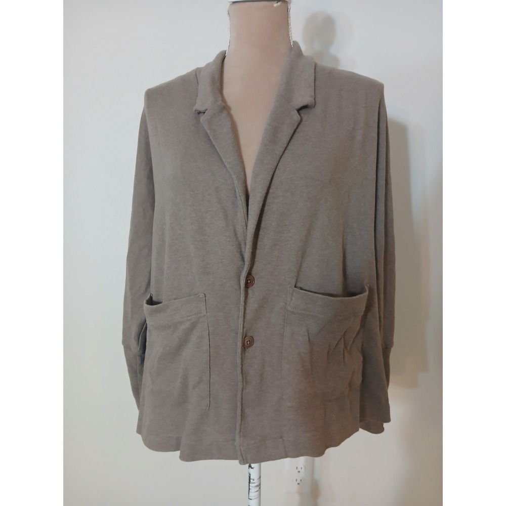 Pact Medium Organic Cotton Blazer Womens Medium Taupe Brown Casual Knit Jacket